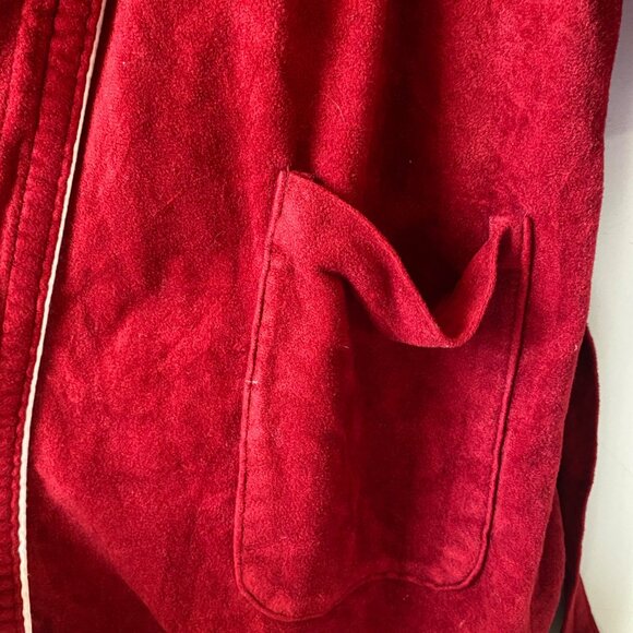 Vintage gentleman's red robe lounge velour pockets Sears The Men's Store size O - Picture 8 of 8